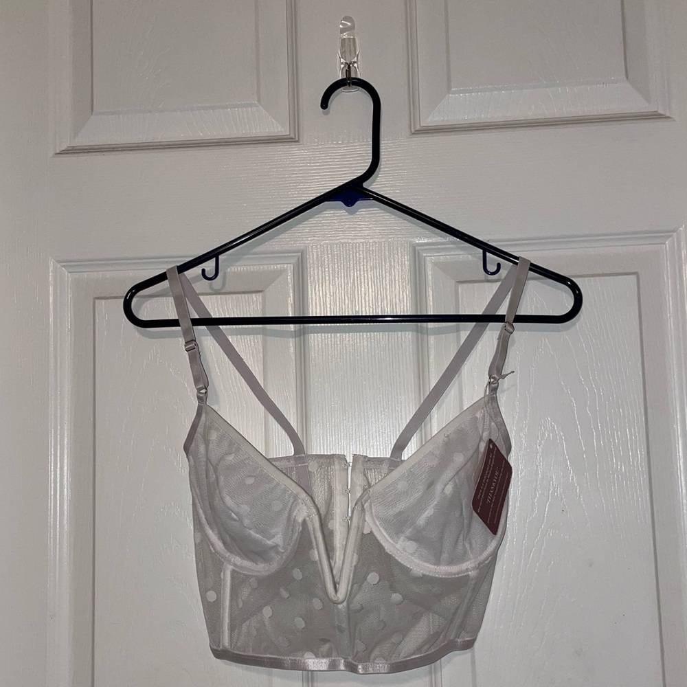 NWT White Lace Polkadot Lingerie Top